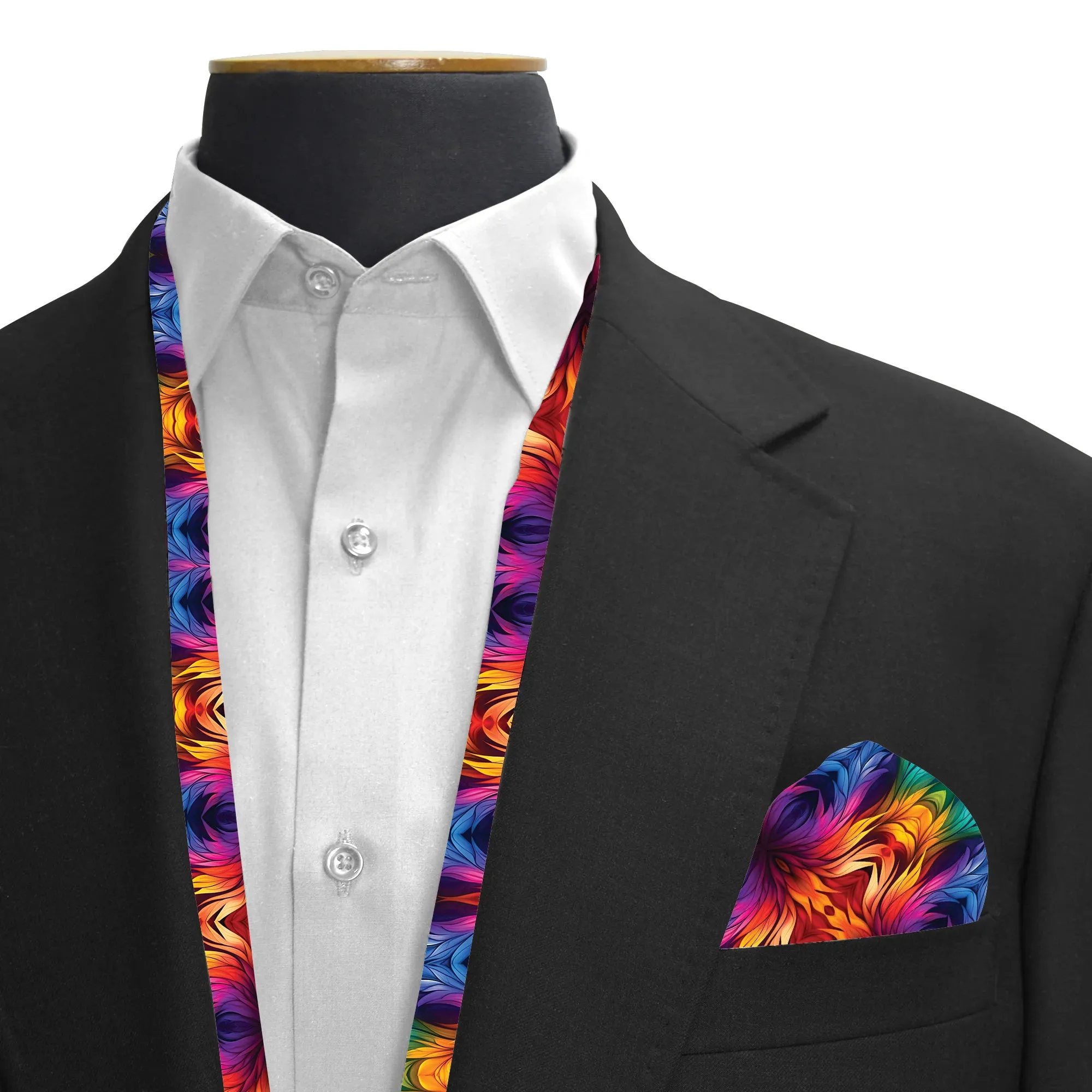 PAKISTANI BRAND SCARF AND POCKET SQUARE SET - IRIDESCENT VINTAGE