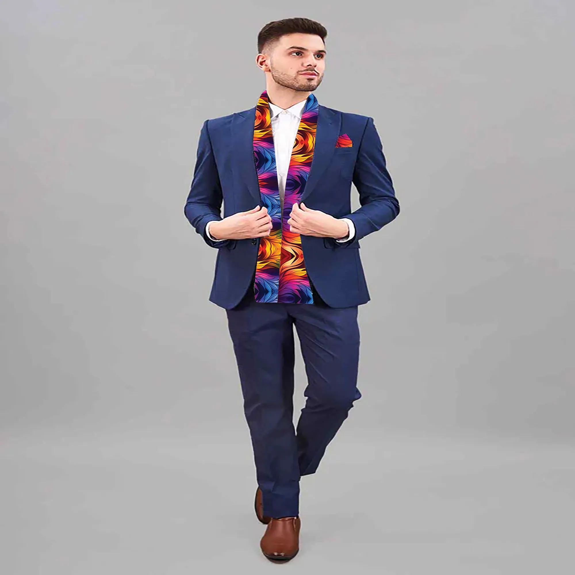 PAKISTANI BRAND SCARF AND POCKET SQUARE SET - IRIDESCENT VINTAGE