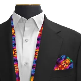 PAKISTANI BRAND SCARF AND POCKET SQUARE SET - IRIDESCENT VINTAGE