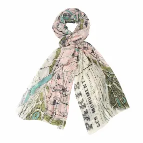 Paris Street Map Monuments Scarf
