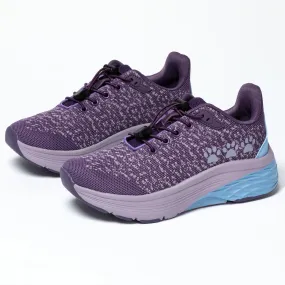 Paw Print Cushioned Walking Shoes with Bungee Laces
