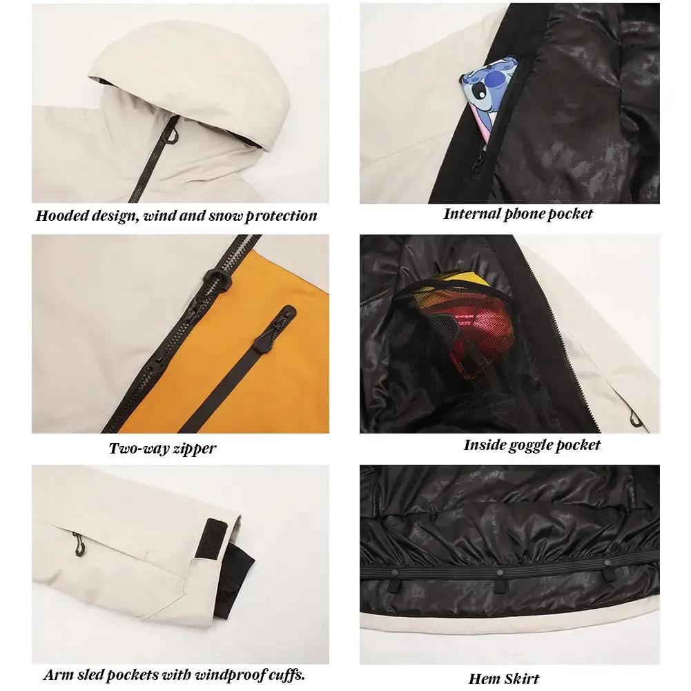 Plus Size Waterproof Men Snow Ski Cargo Jacket Outdoor Snowwear