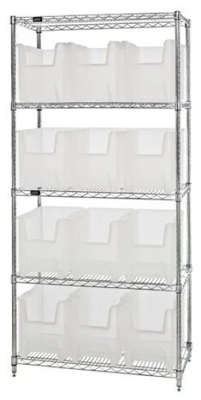 Quantum WR5-600CL Wire Shelving System with 5 Shelves, 18" x 36" x 74"