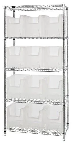 Quantum WR5-600CL Wire Shelving System with 5 Shelves, 18" x 36" x 74"
