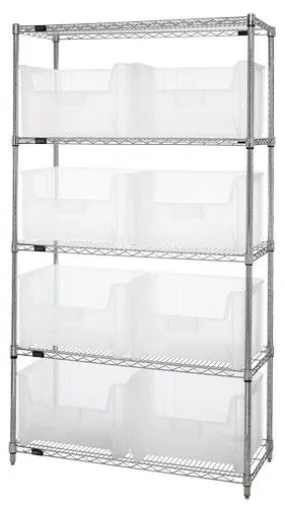Quantum WR5-700CL Wire Shelving System with 5 Shelves, 18" x 42" x 74"