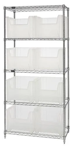 Quantum WR5-800CL Wire Shelving System with 5 Shelves, 18" x 36" x 74"