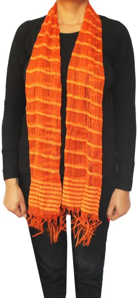 Silk Blended Fashion Scarf Womens Neck Wrap Gift (Orange, 66 x 16 inches)
