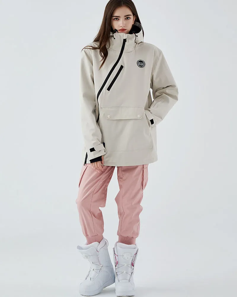 Ski Wear Diagonal Zipper Unisex Windproof Ski Jacket