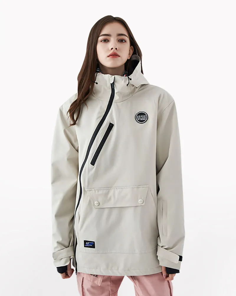Ski Wear Diagonal Zipper Unisex Windproof Ski Jacket