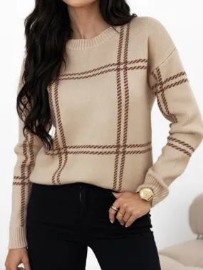 Soft Knit Khaki/Brown Striped Sweater