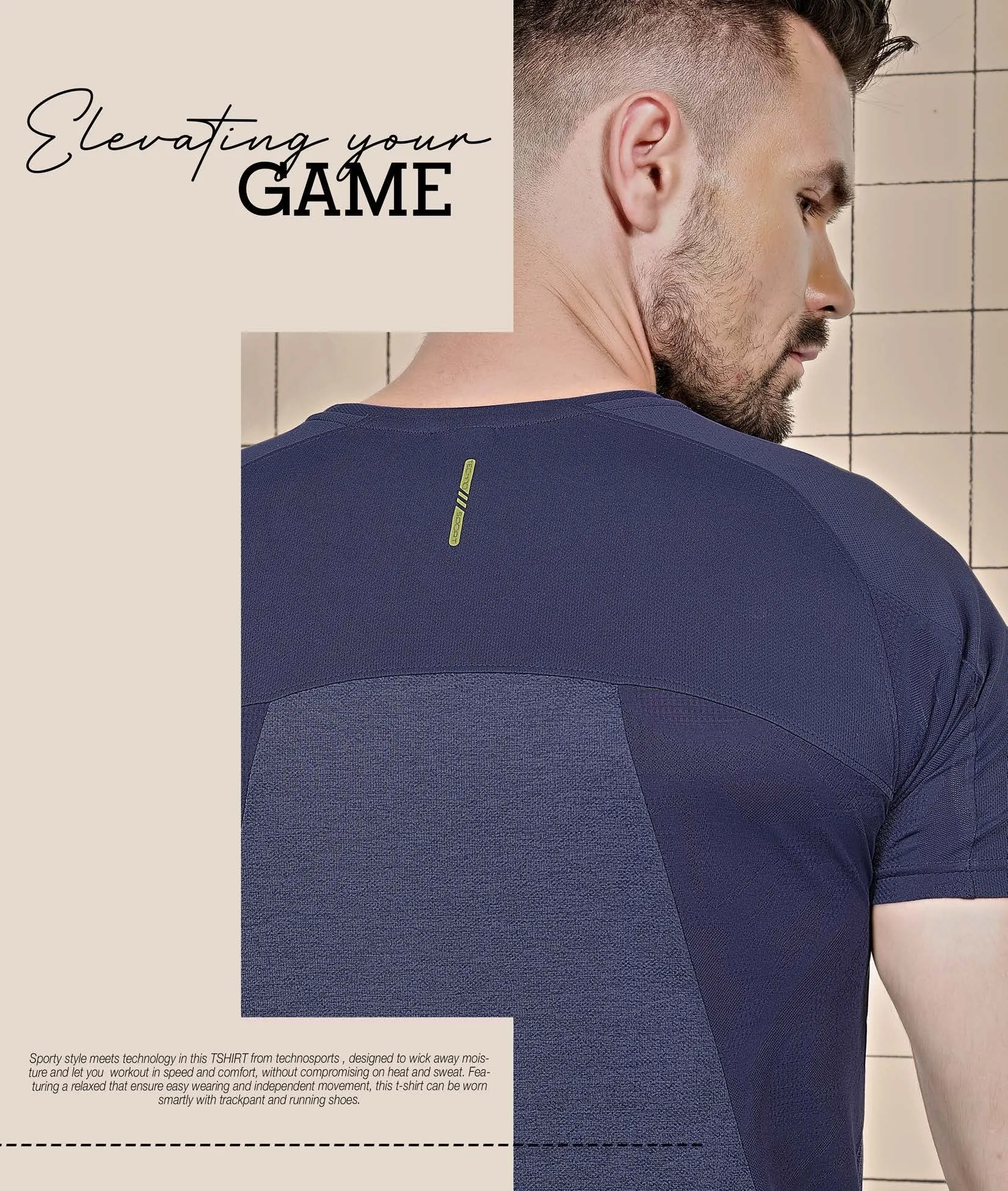 TechnoSport Crew Neck Half Sleeve Dry Fit T Shirt for Men P-516 (Spanish Blue)