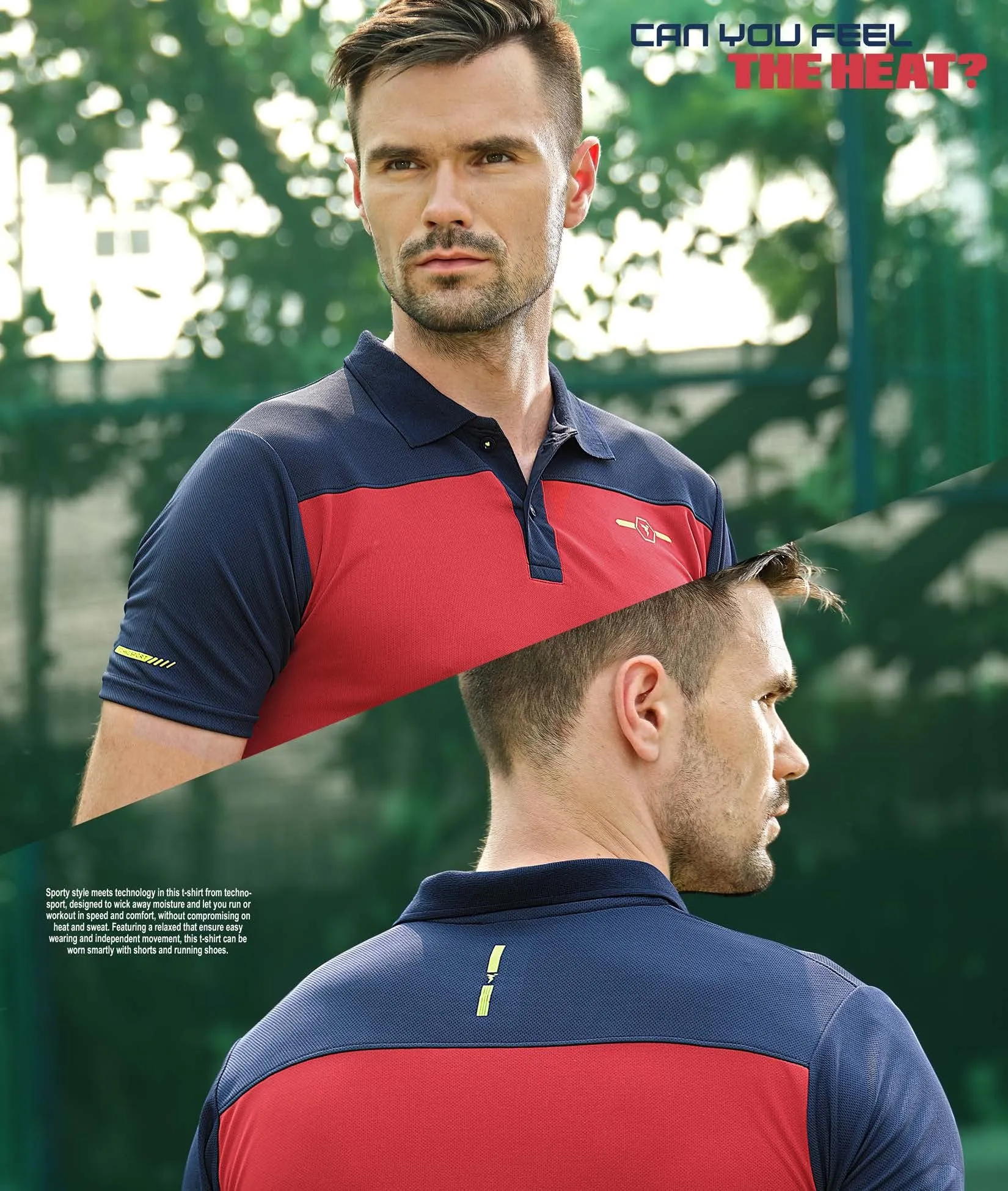 TechnoSport Polo Neck Half Sleeve Dry Fit T Shirt for Men OR-13 (Red)