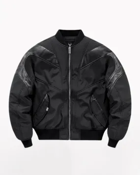 Techwear PU Patchwork Warm Bomber Jacket