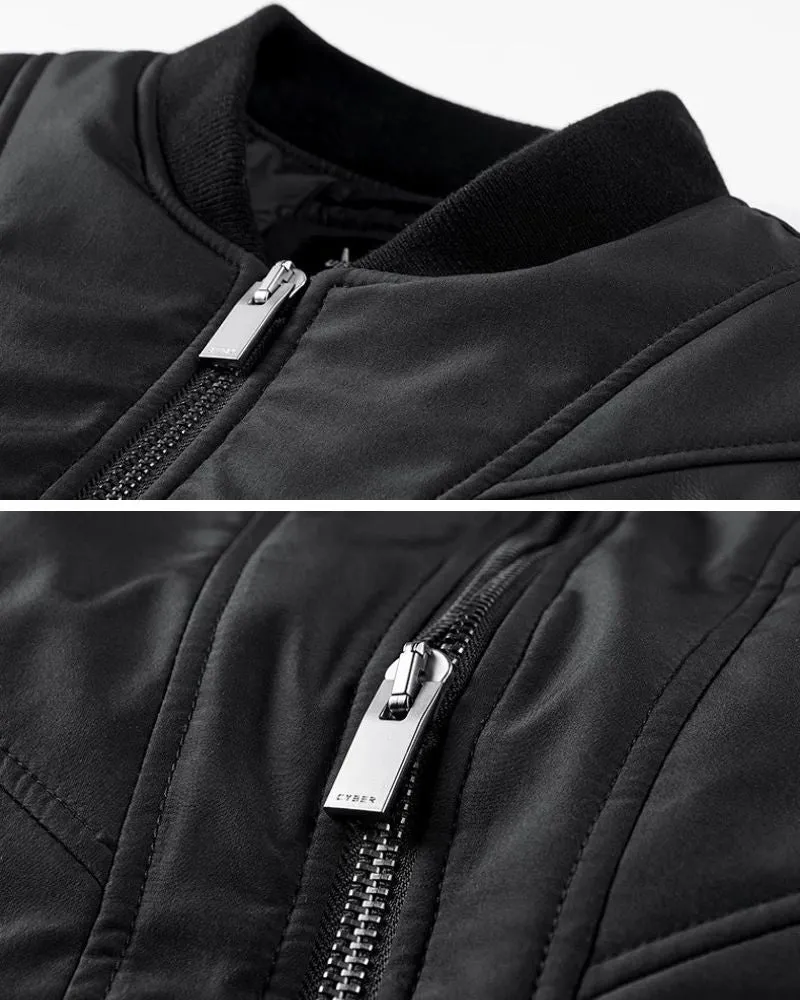 Techwear PU Patchwork Warm Bomber Jacket