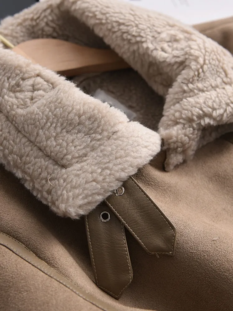 Thick Warm Leather and Suede Short Coat