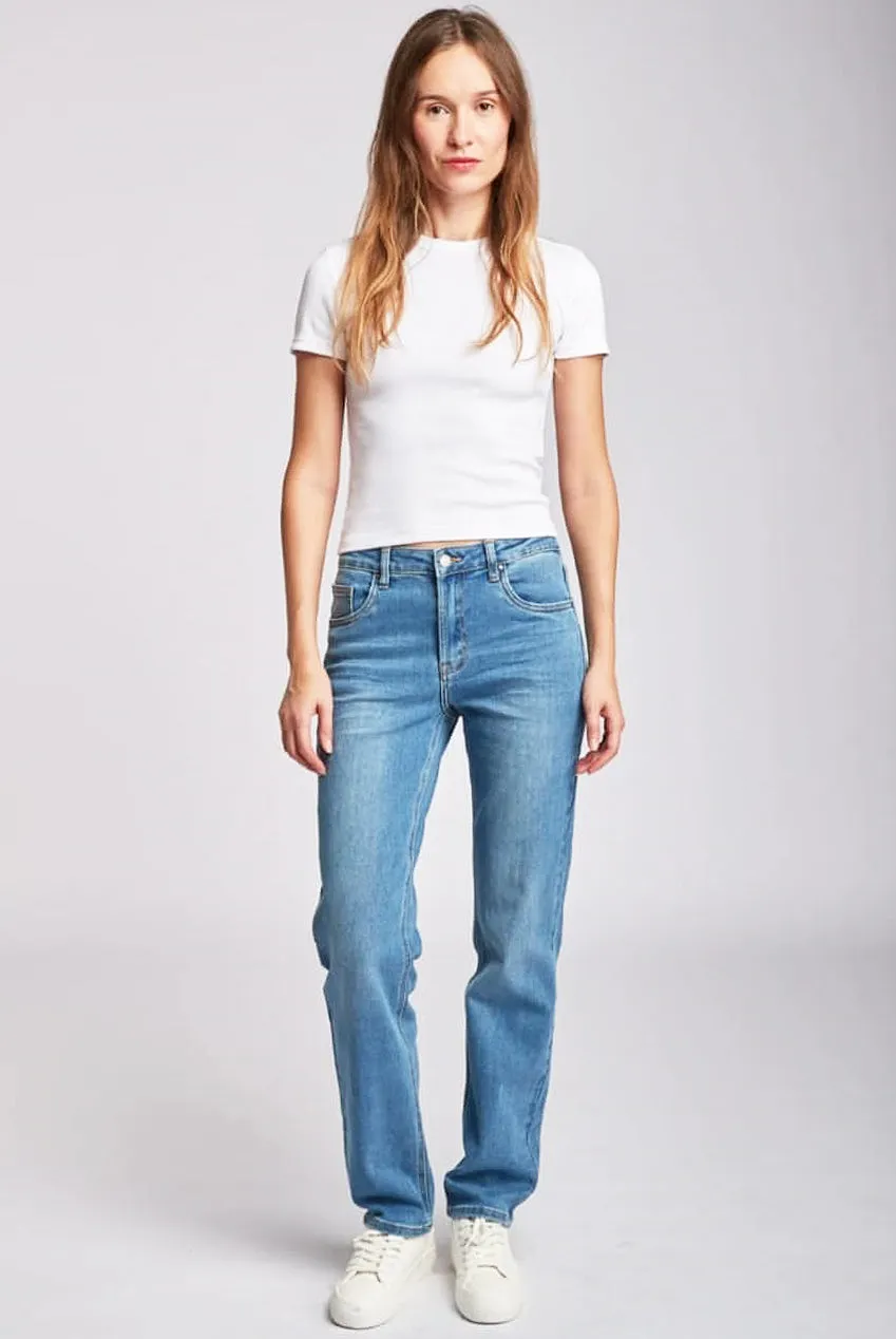 Toxik3 L21274-3 Regular Waist Straight Cut Jeans - Mid Blue