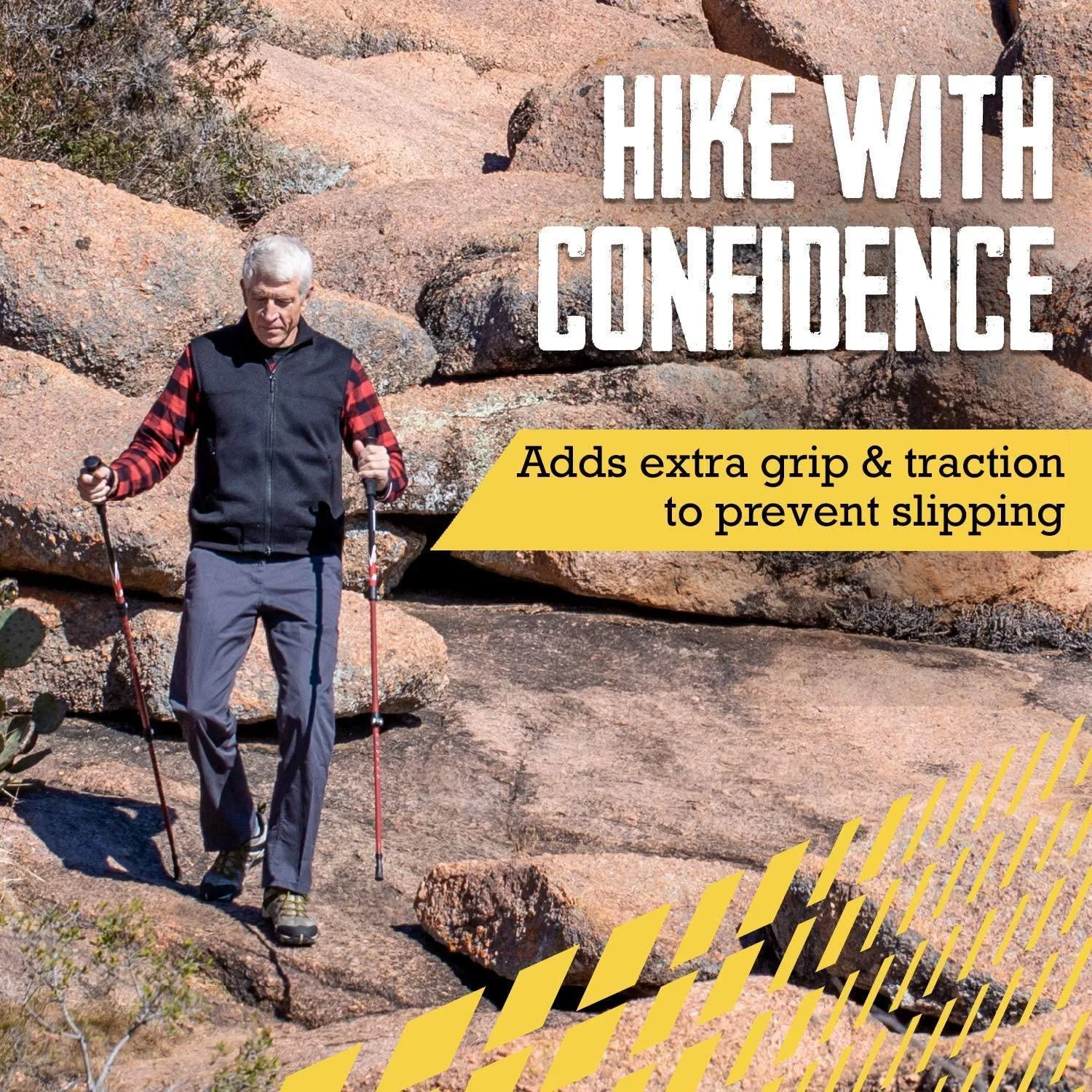 Trail Buddy Walking Stick Tips - Pack of 6 Replacement Rubber Cane Tips Fit Most Trekking & Hiking Poles w/ Shock Absorption, Grip & Traction Protectors - 11mm Diameter