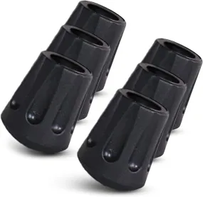 Trail Buddy Walking Stick Tips - Pack of 6 Replacement Rubber Cane Tips Fit Most Trekking & Hiking Poles w/ Shock Absorption, Grip & Traction Protectors - 11mm Diameter
