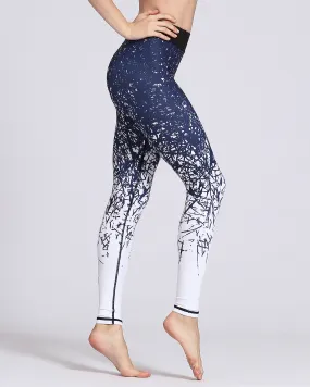 Tree Branch Silhouette Leggings - Blue
