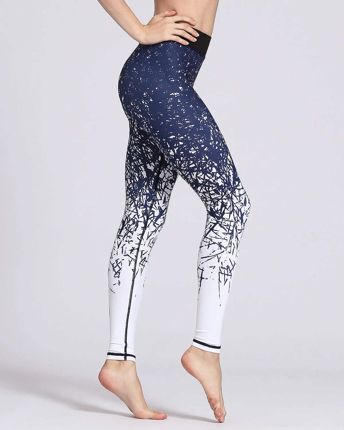 Tree Branch Silhouette Leggings - Blue