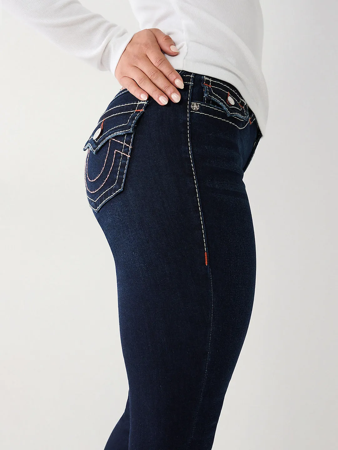True Religion Womens Big T Halle Super Skinny Fit Blue Mid Rise Jeans