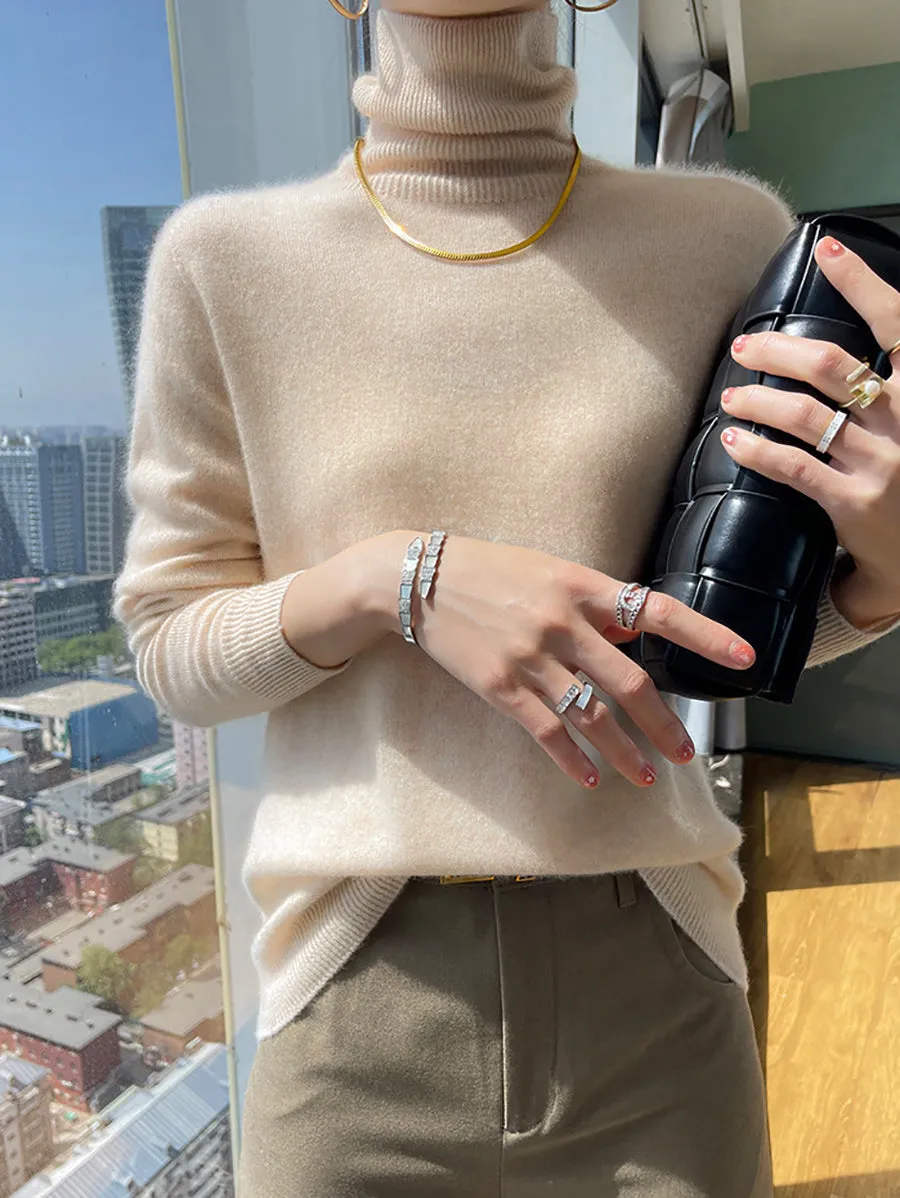 Women Autumn Soft Wool Turtleneck Knit Sweater