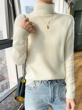 Women Autumn Soft Wool Turtleneck Knit Sweater