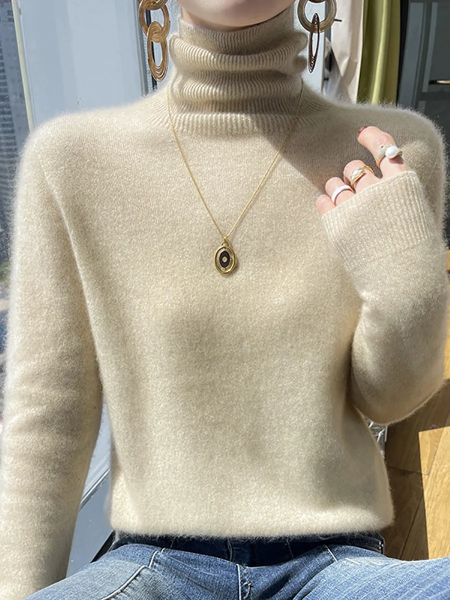 Women Autumn Soft Wool Turtleneck Knit Sweater