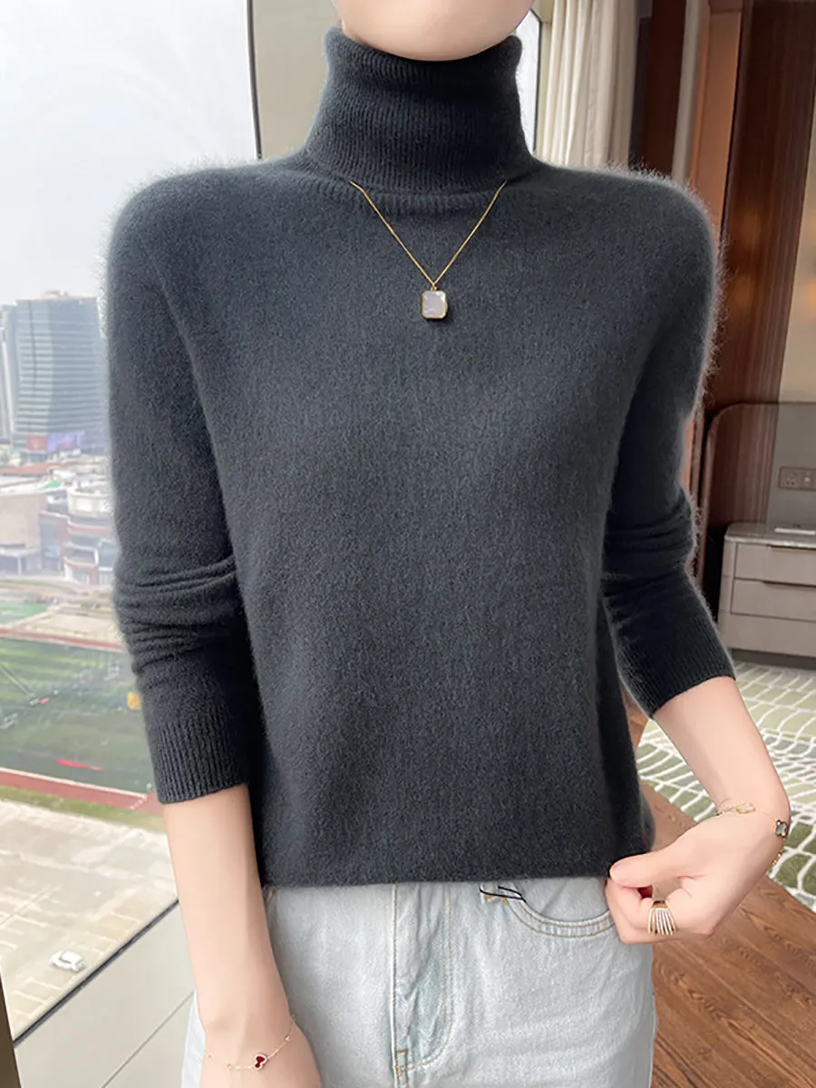Women Autumn Soft Wool Turtleneck Knit Sweater