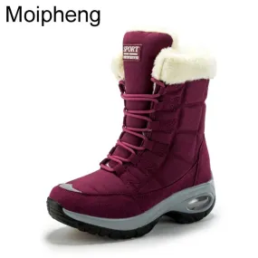 Women Boots Winter Keep Warm Quality Mid-Calf Snow Boots Lace-up