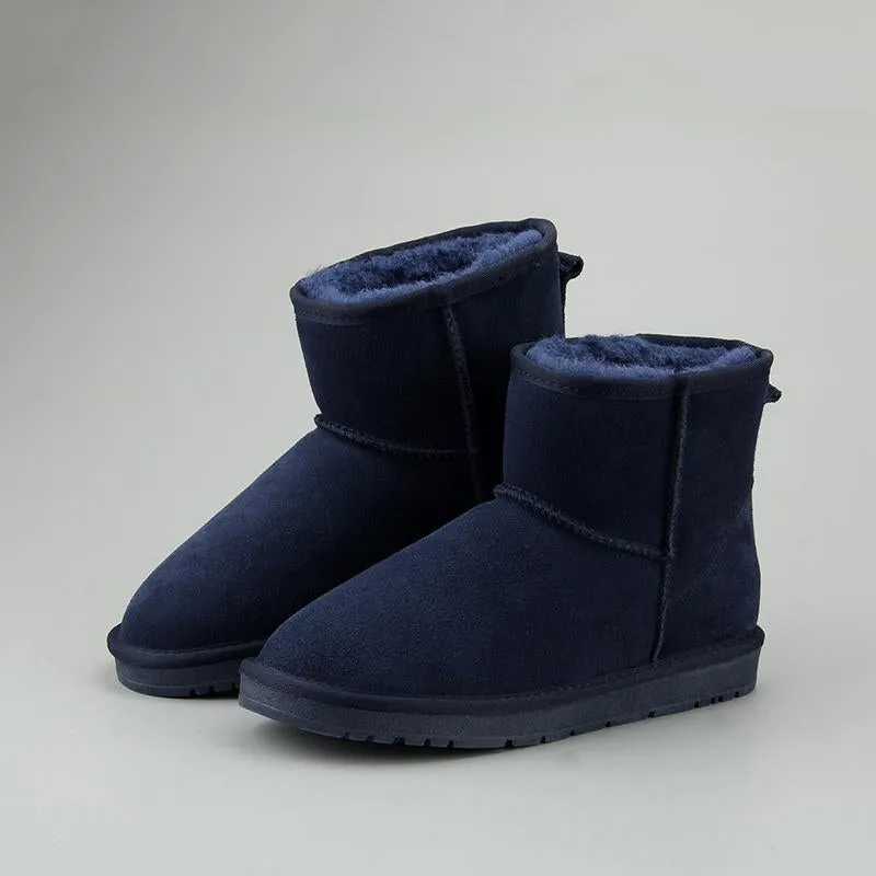 Women Leather Fleece Lining Fur Keep Warm Ankle Snow Boots
