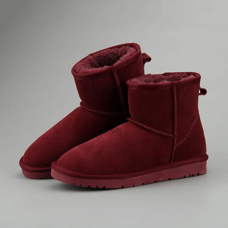 Women Leather Fleece Lining Fur Keep Warm Ankle Snow Boots