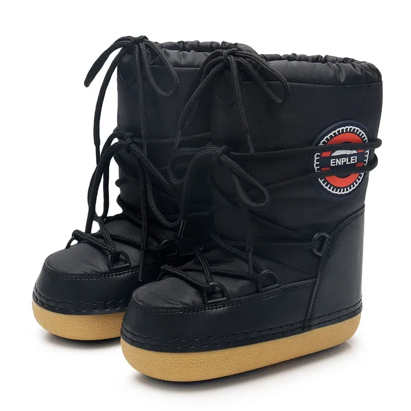 Women Ski Middle Calf Platform Snow Boots