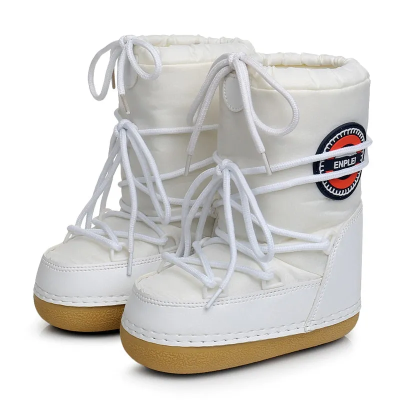 Women Ski Middle Calf Platform Snow Boots