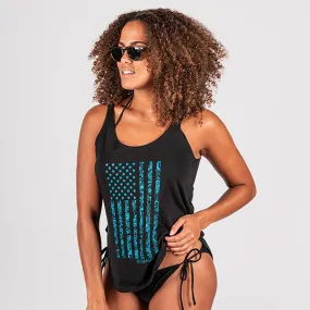 Women's Relaxed Tank | Black | Tidal Waves Flag