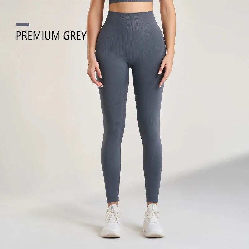 Women's Sports Fitness Leggings Seamless High Waist Stretch Solid Color Yoga Leggings Training Running Gym Quick Dry Breathable