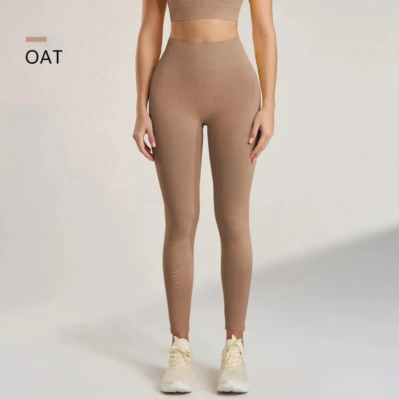 Women's Sports Fitness Leggings Seamless High Waist Stretch Solid Color Yoga Leggings Training Running Gym Quick Dry Breathable