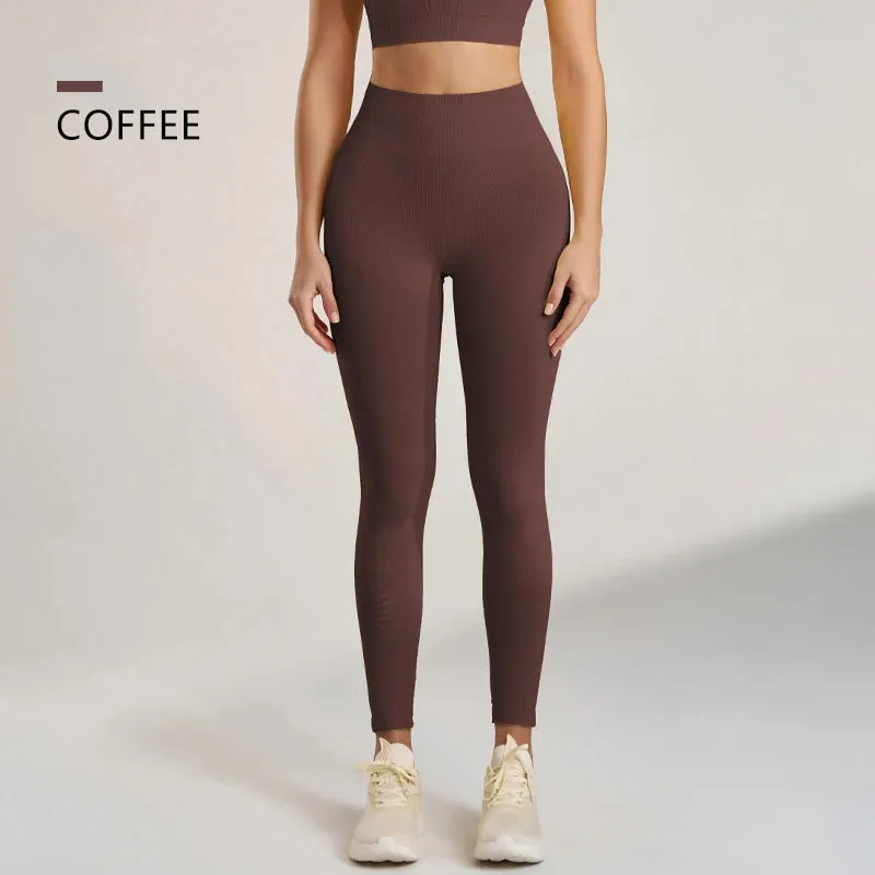 Women's Sports Fitness Leggings Seamless High Waist Stretch Solid Color Yoga Leggings Training Running Gym Quick Dry Breathable